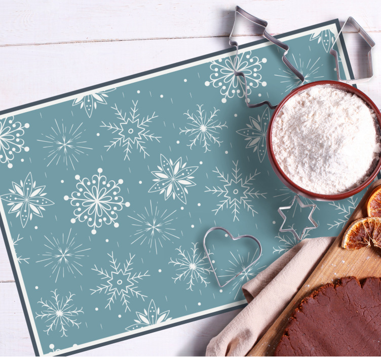 Individuais de mesa de natal com fundo de flocos de neve - TenStickers