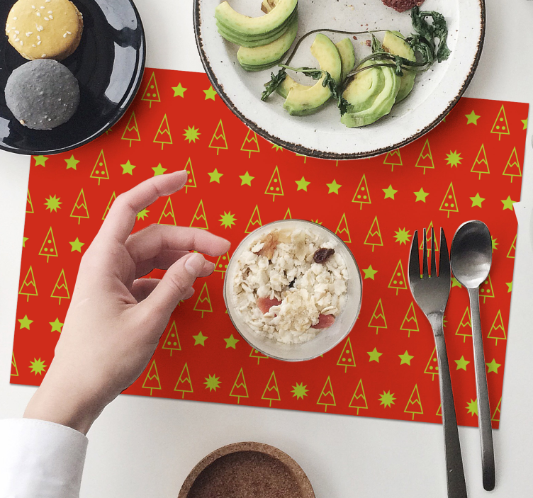 Individuais de mesa de natal com padrão de árvore festiva - TenStickers