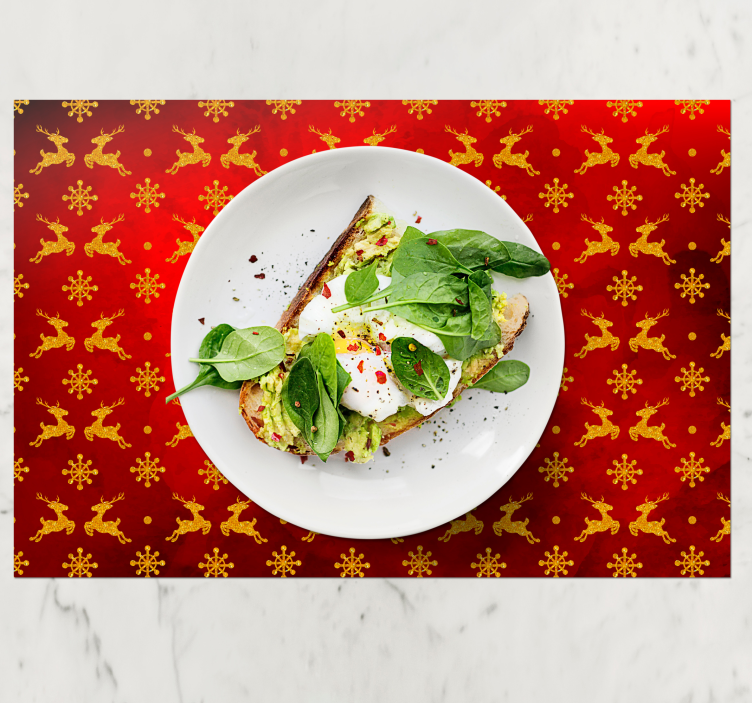 Individuais de mesa de natal com padrão de rena vermelha - TenStickers