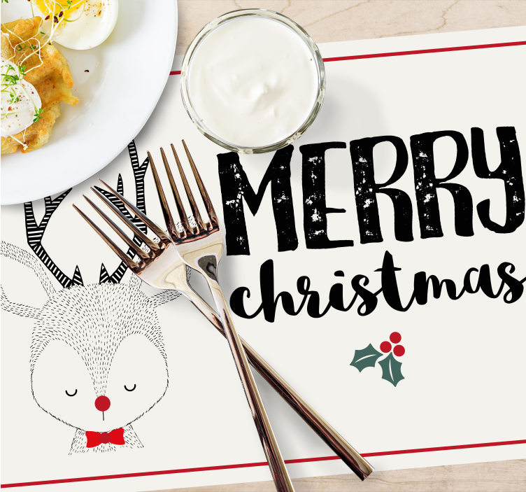 Individuais de mesa de natal ilustração de rena feliz - TenStickers