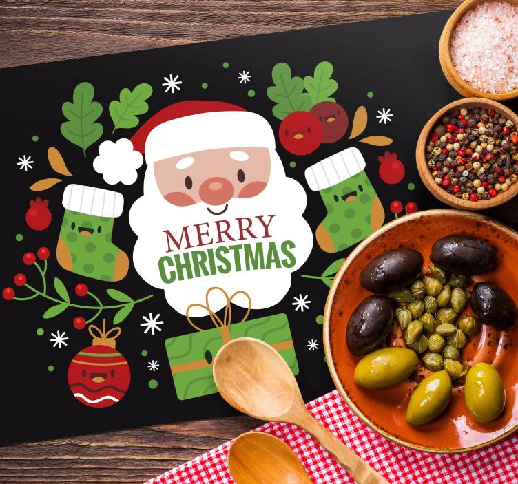Individuais de mesa de natal ilustração do papai noel alegre - TenStickers