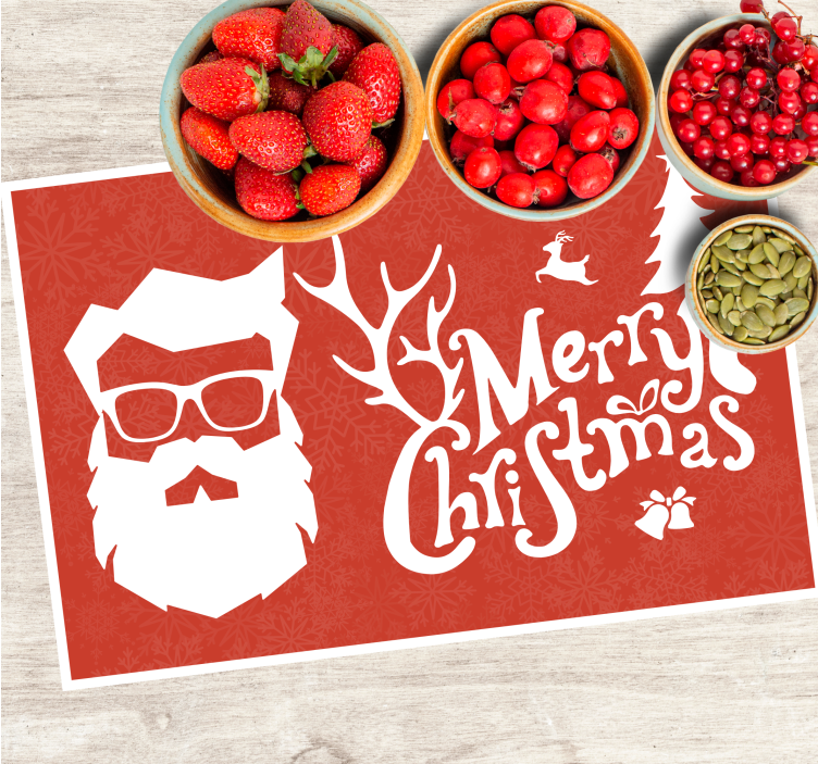 Individuais de mesa de natal papai noel de Óculos - TenStickers
