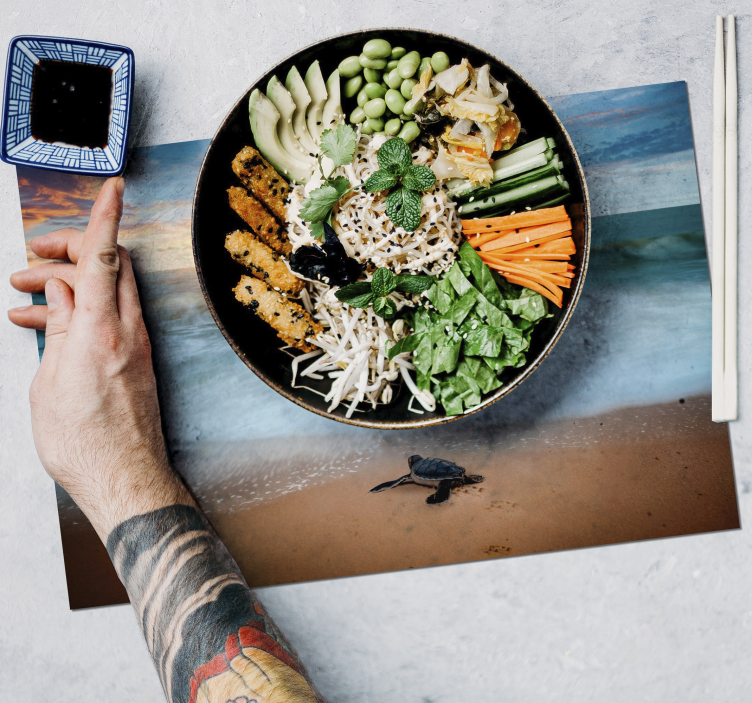 Individuais de mesa Pôr do sol com tartarugas - TenStickers