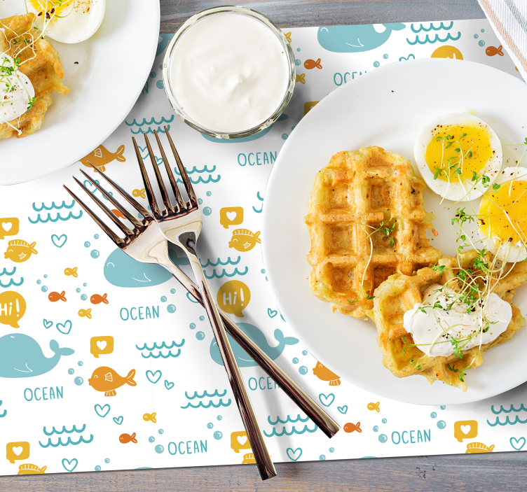 Individuais de mesa Oceano colorido e feliz - TenStickers