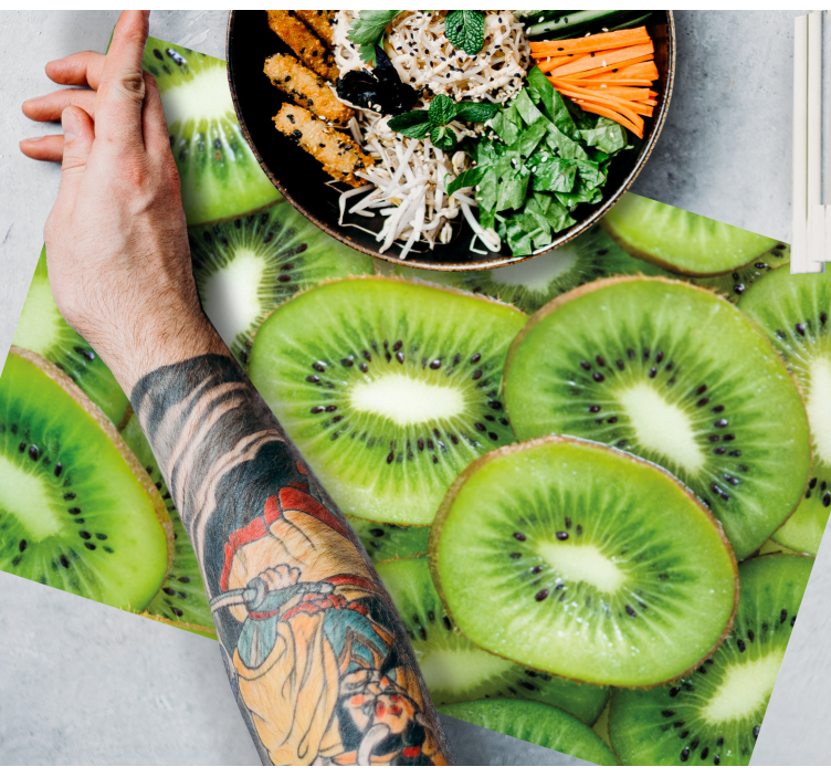 Individuais de mesa de texturas fatias de kiwi fresco - TenStickers