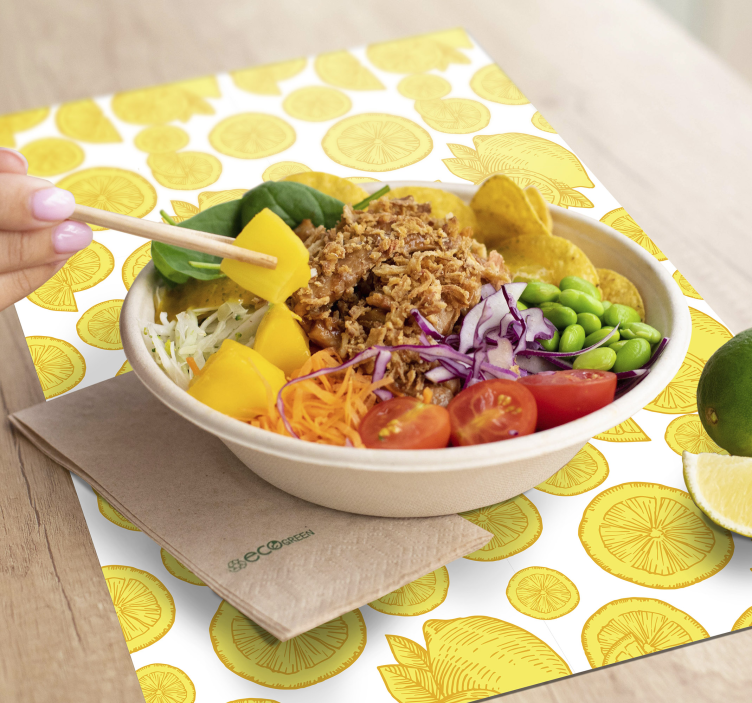 Individuais de mesa de texturas padrão de fatias de limão - TenStickers