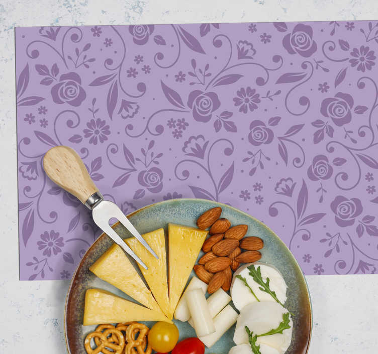 Individuais de mesa de texturas padrão floral violeta - TenStickers