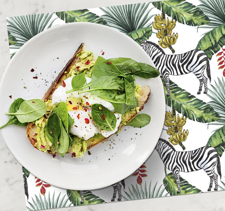 Individuais de mesa de texturas padrão folha zebra - TenStickers