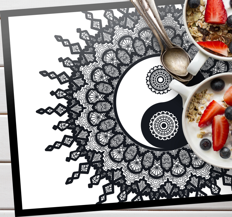 Individuais de mesa de texturas padrão mandala yin yang - TenStickers