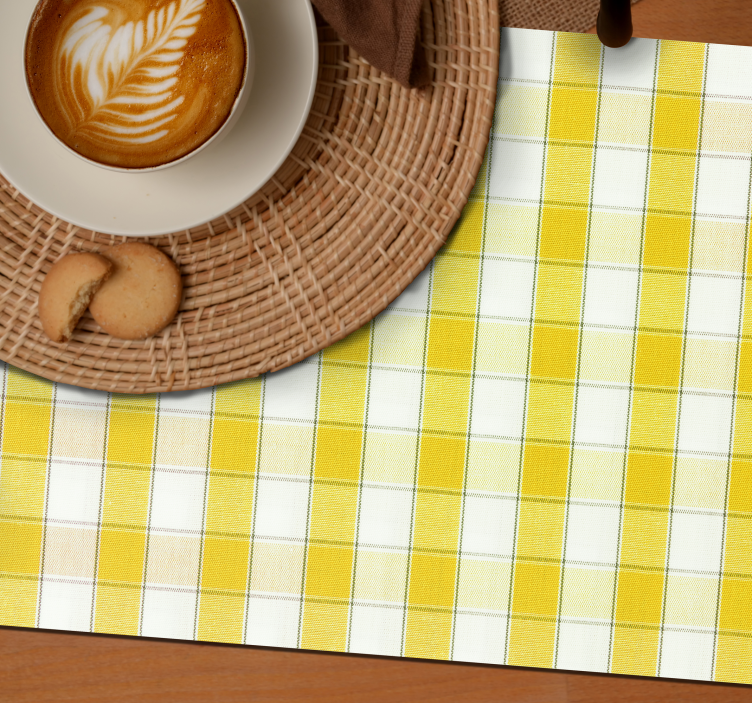 Individuais de mesa de texturas padrão xadrez amarelo - TenStickers