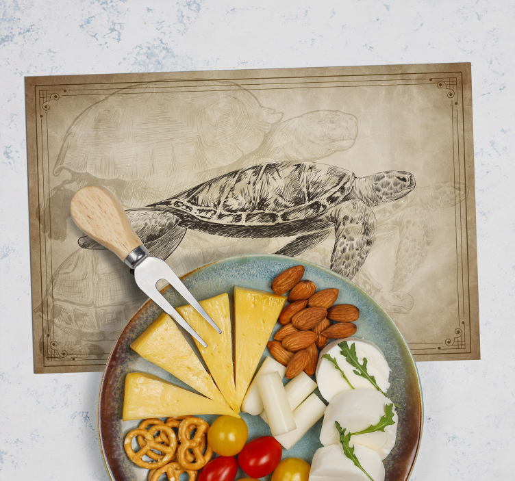 Individuais de mesa de animais tartaruga sépia - TenStickers