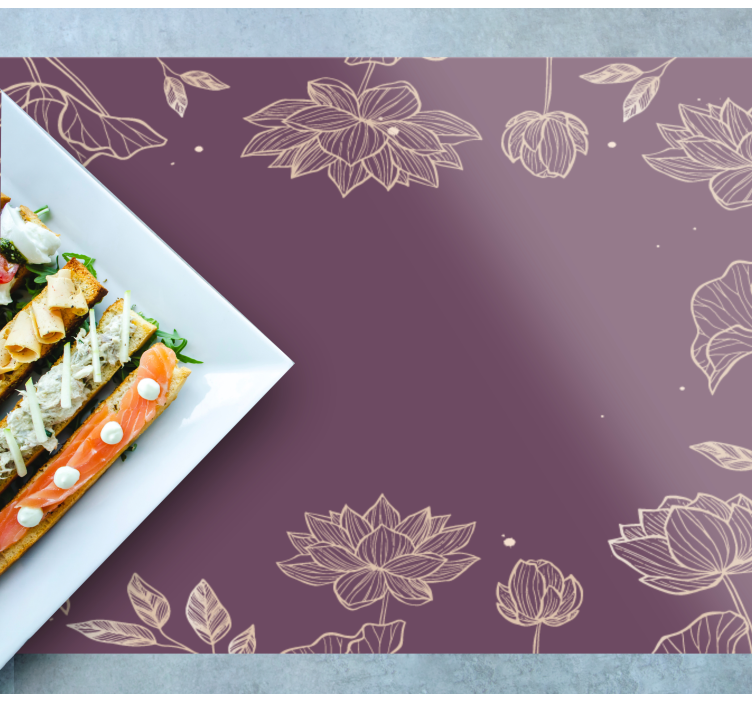 Individuais de mesa elegantes com padrão floral de lótus - TenStickers