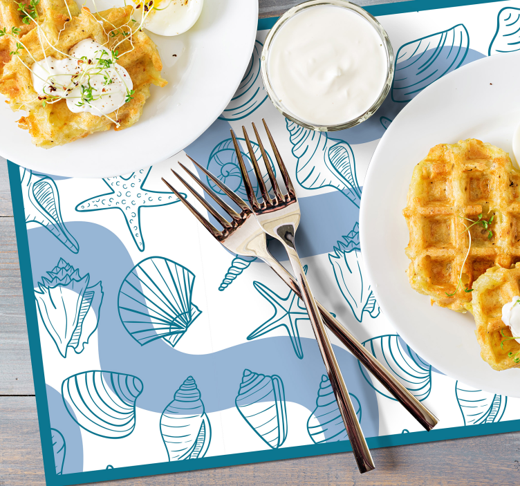 Individuais de mesa com conchas Padrões de conchas - TenStickers