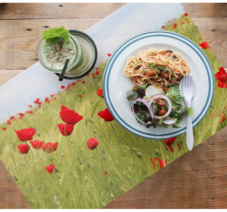 Individuais de mesa com flores Rosas vermelhas em um campo verde - TenStickers