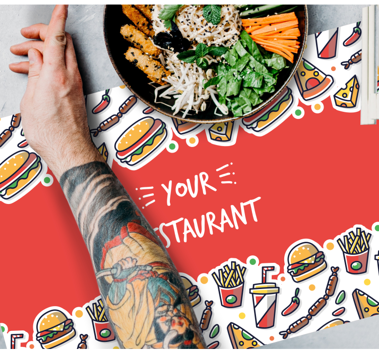Individuais de mesa com nome Fast food com nome - TenStickers