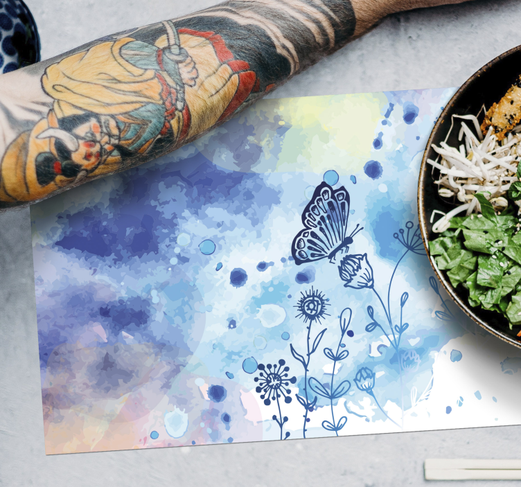 Individuais de mesa de borboletas Borboleta cor da água - TenStickers