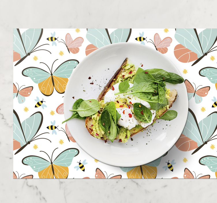 Individuais de mesa de borboletas Borboletas e abelhas - TenStickers