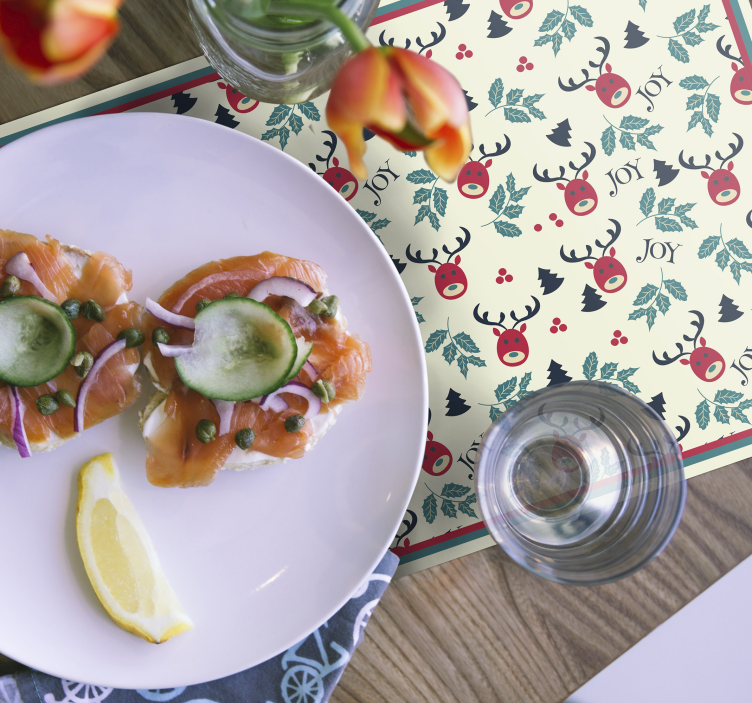 Individuais de mesa de Natal Alegria e renas - TenStickers