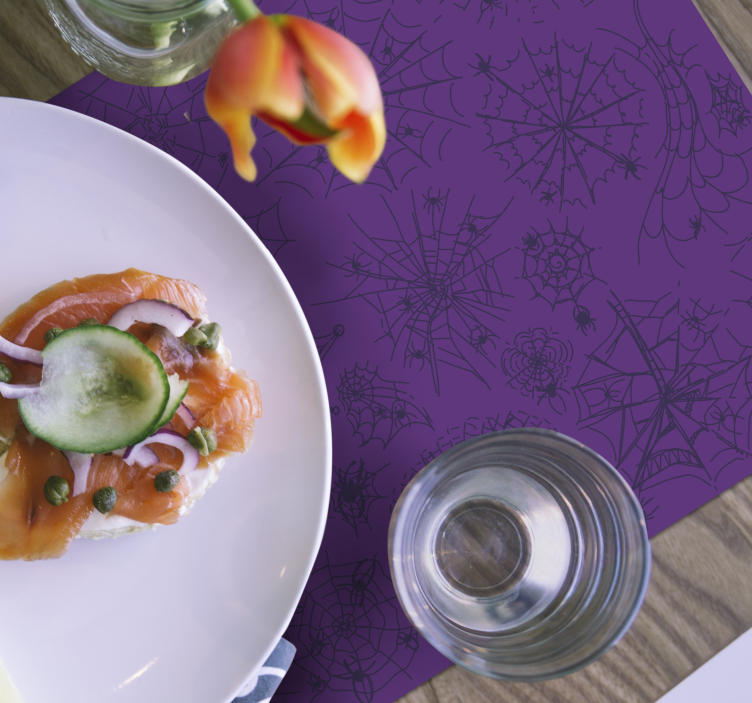 Individuais de mesa de outras cores Roxo com aranha e teia - TenStickers