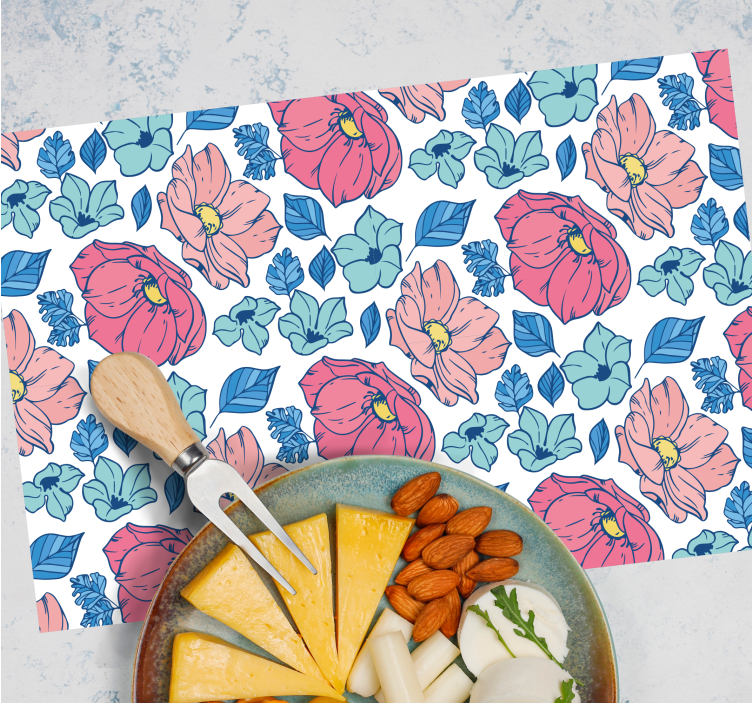 Individuais de mesa elegantes Delicadas flores rosa e azul - TenStickers