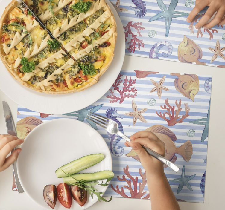 Individuais de mesa marítimos Azulejos com motivos de animais mar - TenStickers