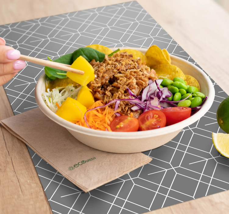 Individuais de mesa modernos Padrão de rede cinza - TenStickers