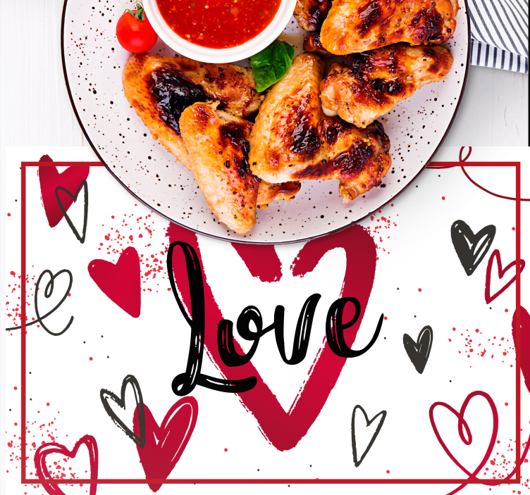 Individuais de mesa originais Coração vermelho com amor escrito - TenStickers