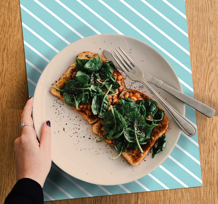 Individuais de mesa originais riscas diagonais azuis - TenStickers