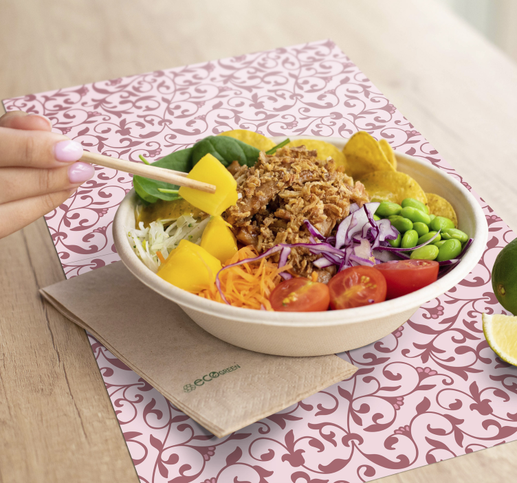 Individuais de mesa florais Ramificações rosa - TenStickers