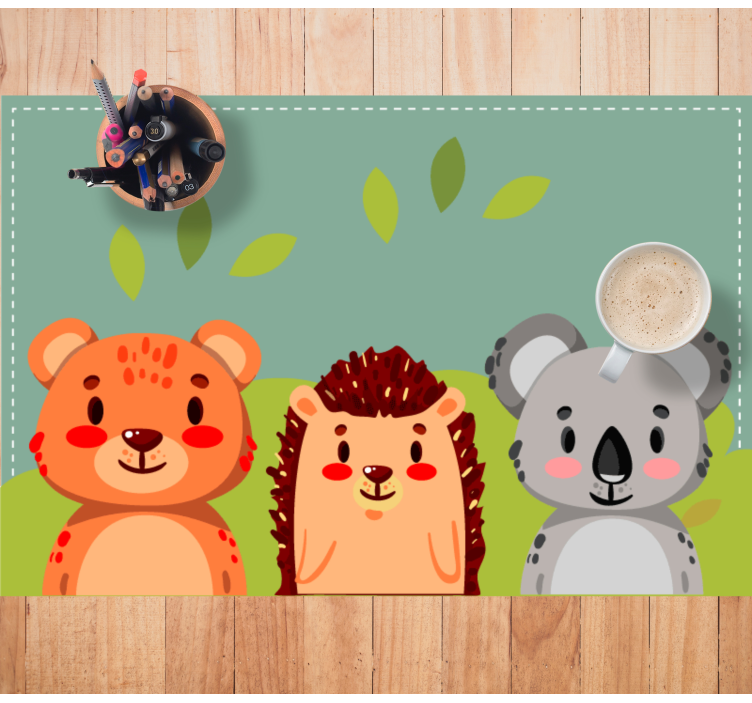Individuais de mesa infantis amigos animais fofos - TenStickers