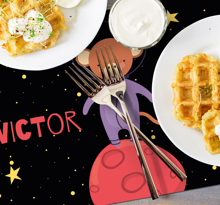 Individuais de mesa infantis aventura do macaco astronauta - TenStickers