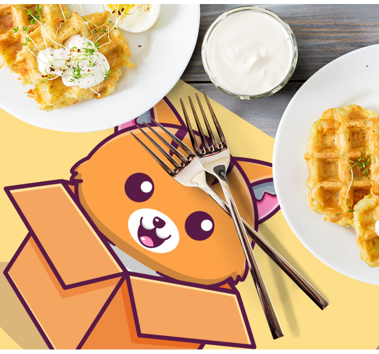 Individuais de mesa infantis caixa do gato feliz - TenStickers