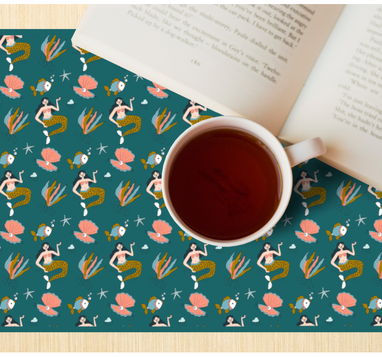 Individuais de mesa infantis com padrão de conchas de sereia - TenStickers