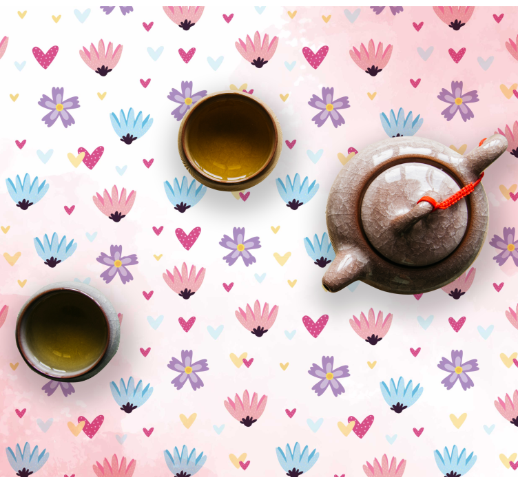 Individuais de mesa infantis com padrões de coração floral - TenStickers