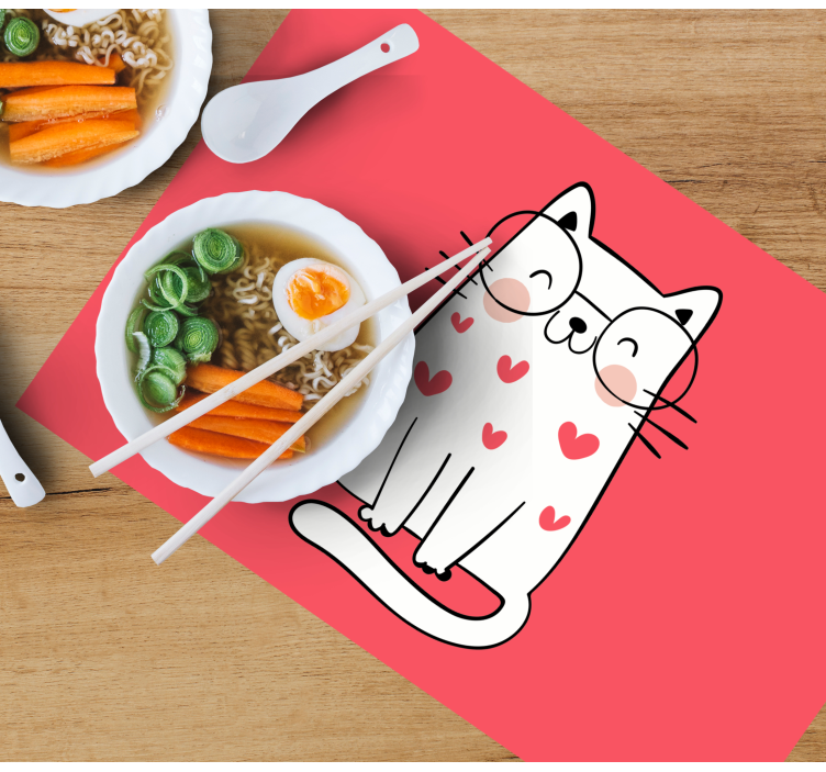 Individuais de mesa infantis com personagem de gato fofo - TenStickers