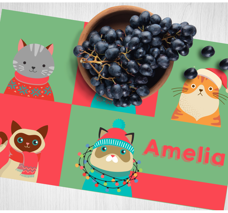 Individuais de mesa infantis gatos cartunizados fofos - TenStickers