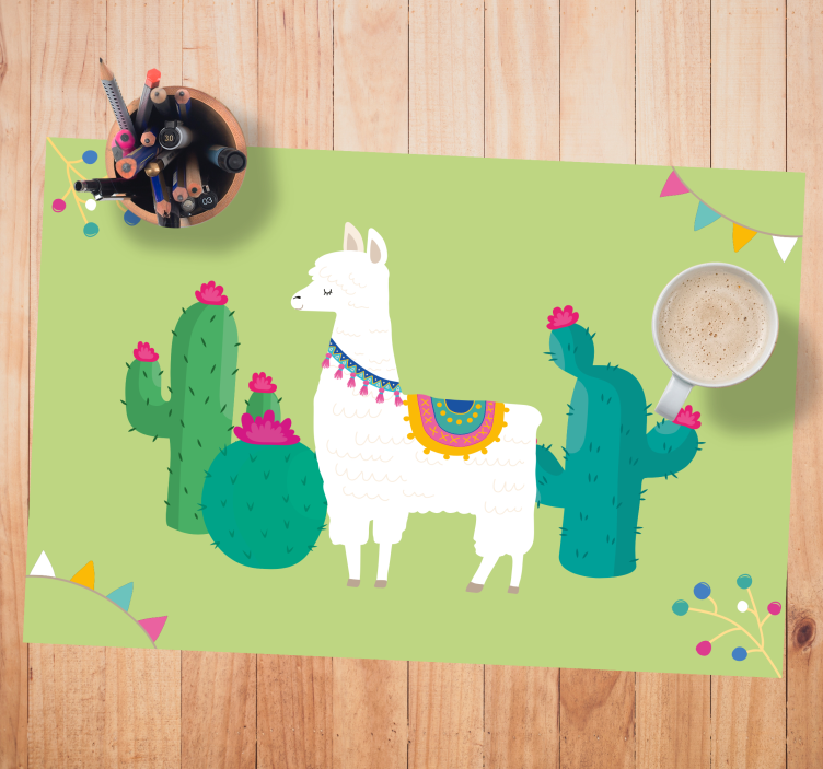 Individuais de mesa infantis lhama com cactos - TenStickers