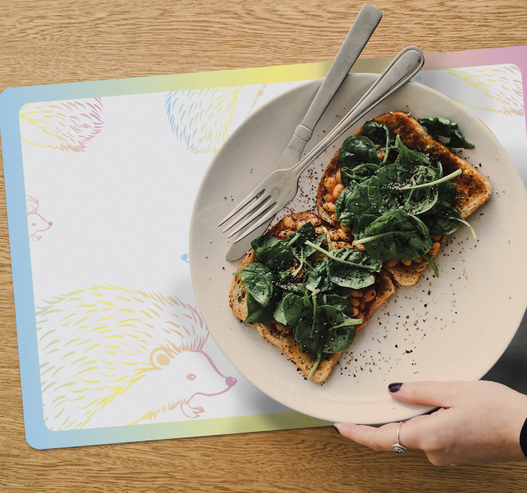 Individuais de mesa infantis padrão de ouriços coloridos - TenStickers