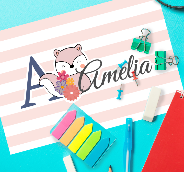 Individuais de mesa infantis raposa fofa com flores - TenStickers