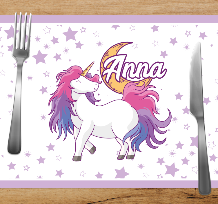 Individuais de mesa infantis unicórnio com estrelas - TenStickers
