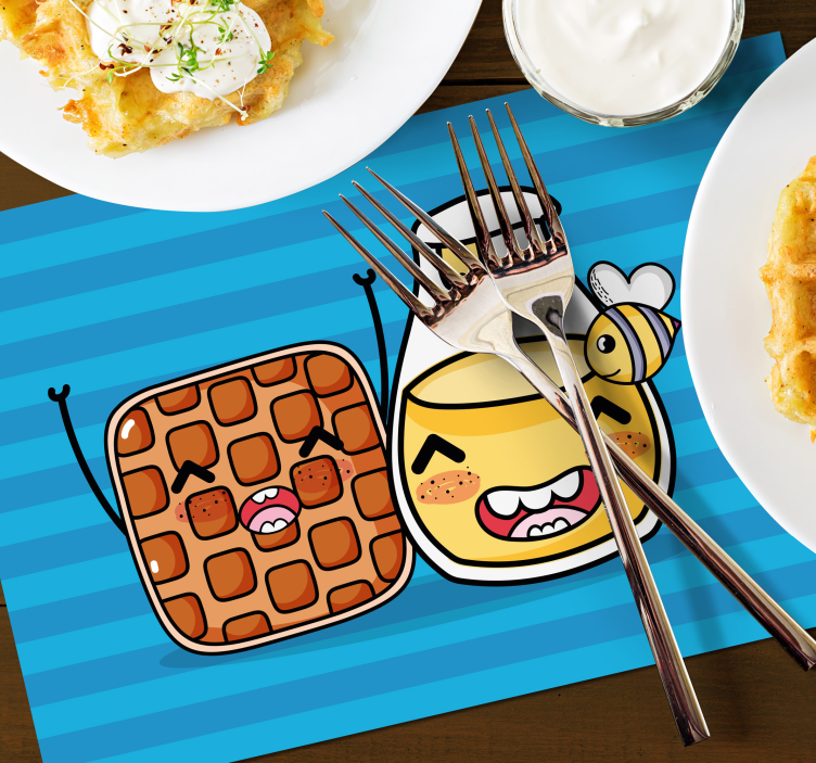 Individuais de mesa infantis waffle e mel fofinhos - TenStickers