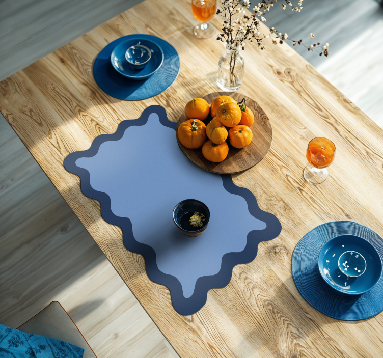 Individuais de mesa em vinil modernos borda ondulada azul - TenStickers