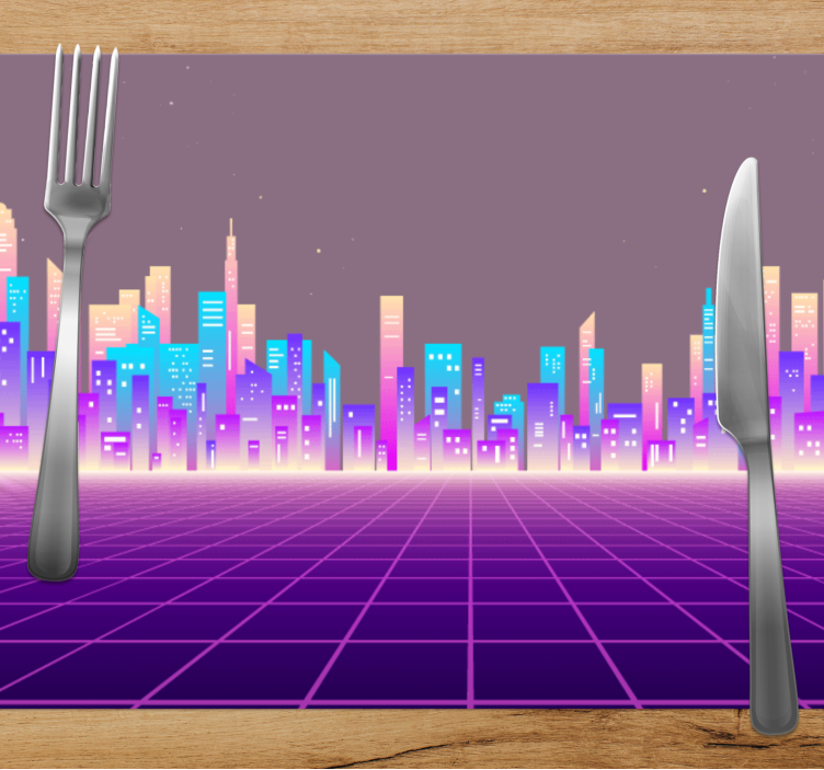 Individuais de mesa modernos cena de cidade futurista - TenStickers