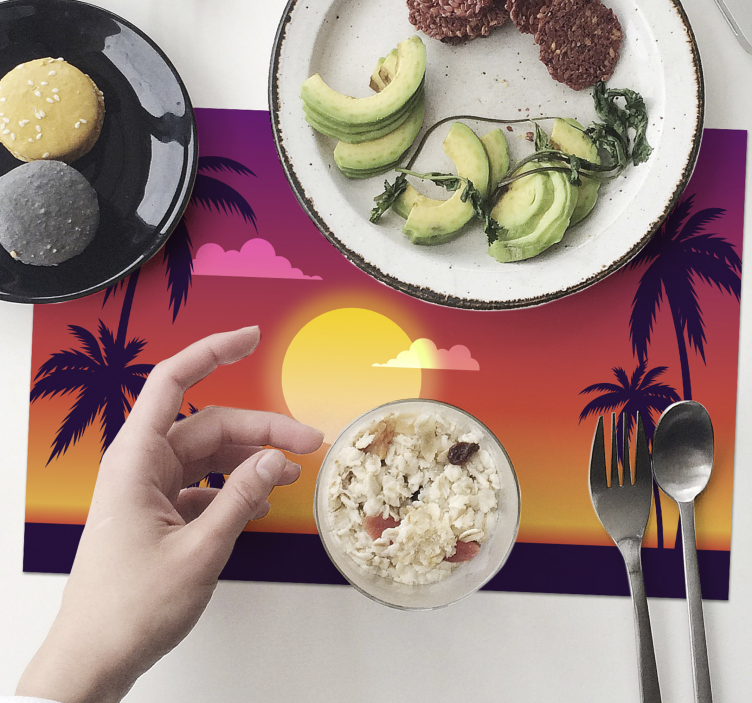 Individuais de mesa modernos cena do pôr do sol tropical - TenStickers