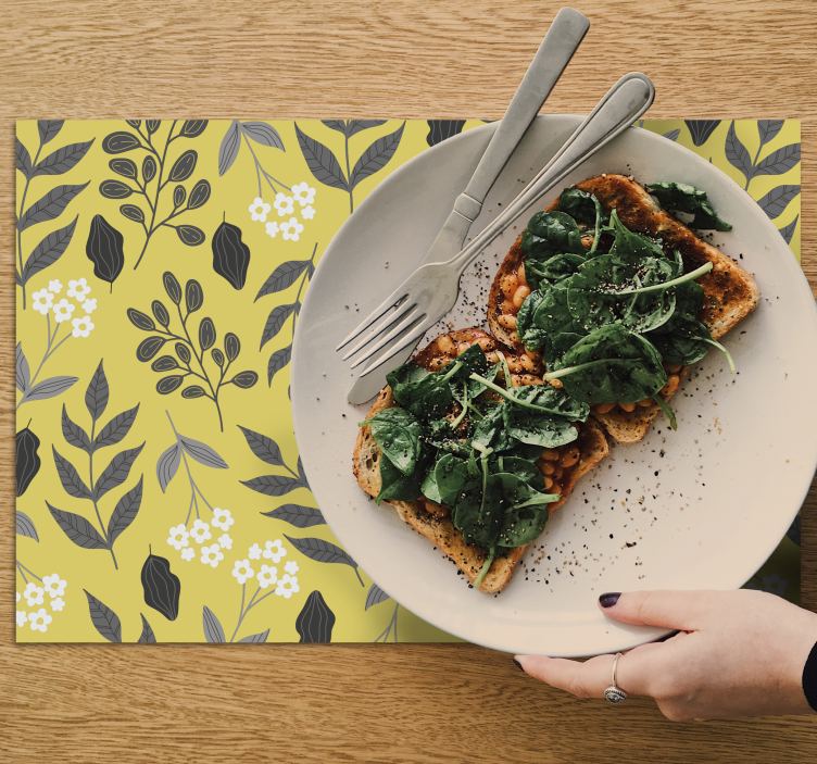 Individuais de mesa modernos com motivo floral amarelo - TenStickers