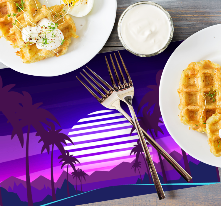 Individuais de mesa modernos paisagem do pôr do sol tropical - TenStickers