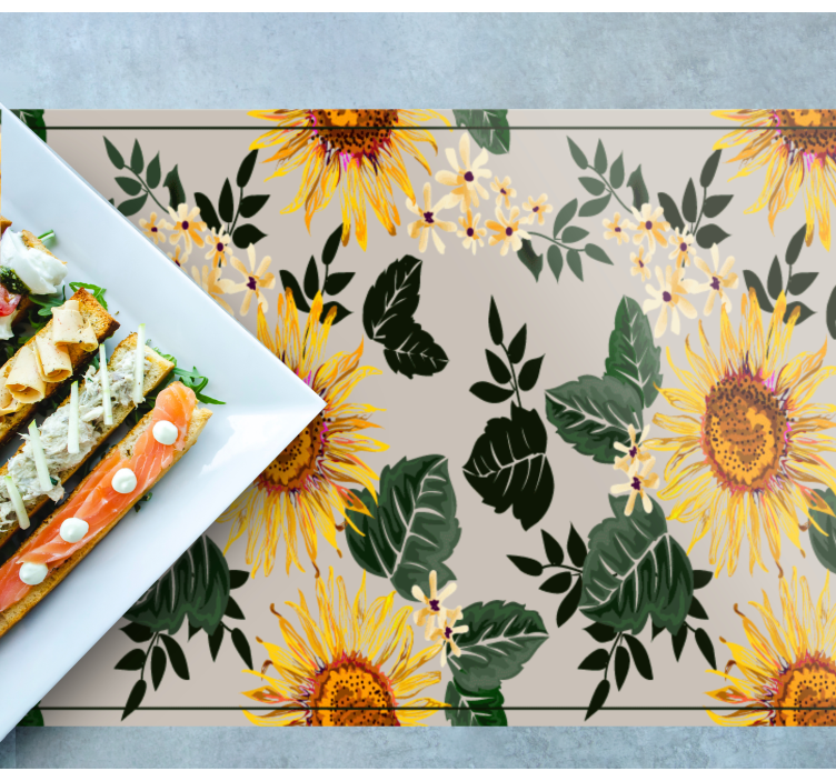 Individuais de mesa originais arranjo floral solar - TenStickers