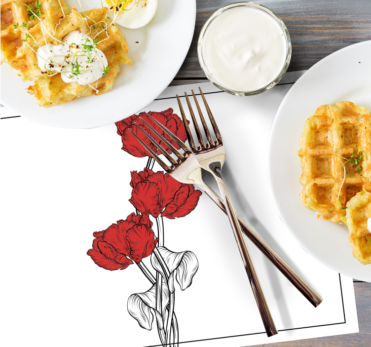 Individuais de mesa originais arranjo floral vermelho - TenStickers