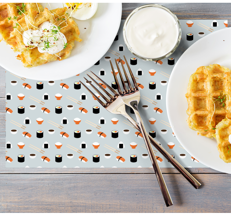 Individuais de mesa originais arte em padrão de sushi - TenStickers