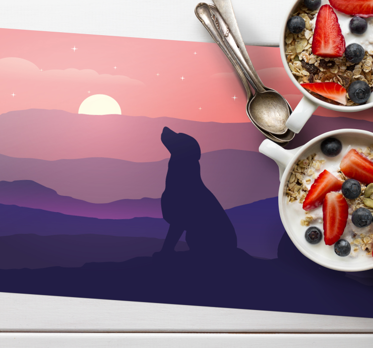 Individuais de mesa originais cães silhuetados ao pôr do sol - TenStickers